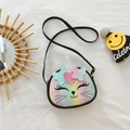 Sac bandoulière licorne chat à paillettes arc-en-ciel pour petites filles avec nœud - Noir