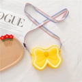 Cute yellow silicone bow-shaped crossbody bag for girls with colorful rainbow strap - Bow Yellow