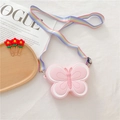 Pink butterfly silicone shoulder bag for girls with colorful rainbow crossbody strap - Butterfly Pink