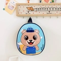 Blue hardshell toddler backpack featuring a cute cartoon bear print and secure zipper - Dark Blue Bear