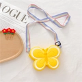 Cute yellow and white butterfly silicone mini crossbody bag with rainbow strap - Butterfly Yellow