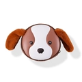 Borsa a tracolla rigida a forma di cane marrone per bambini con orecchie di peluche - Cane