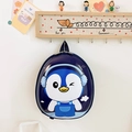 Deep blue hardshell kids backpack featuring a cute penguin cartoon for toddlers - Dark Blue Penguin