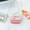 Roze tweed handtasje voor meisjes met bloemdecoratie, parels en een gouden schouderketting - Stijl 1 Rood
