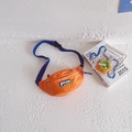 Sac banane en toile orange vif pour enfants avec bandoulière bleue réglable - Orange