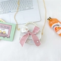 Mini pearl handbag for girls with white lace sequins and pink bow detail - Style 2 White