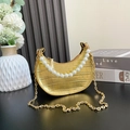 Mini borsa a tracolla bambina color oro lucido con manico di perle e cocco - Con Manico / Oro