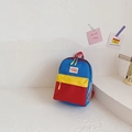 Kids lightweight canvas backpack with bright red, yellow and blue contrast color blocks - Blue