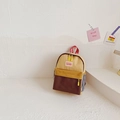 Kids lightweight canvas backpack in beige, ginger yellow and brown color-block design - Khaki
