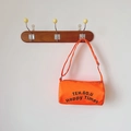 Borsa a cilindro per bambini in tela arancione brillante con stampa di lettere nere - Arancione