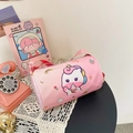 Pink cartoon unicorn cylinder crossbody bag for little girls with fabric strap - Pink Sheep