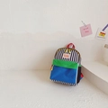 Kids colorful striped canvas backpack with bold blue green and red color blocking - Black & White Stripes