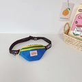 Borsa a tracolla per bambini blu, gialla e verde con ricami e fibbia in plastica - Blu