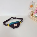 Kids color-block crossbody bag in black canvas with vibrant blue and green zippers - Black