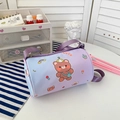 Cute gradient purple and blue cartoon bear print canvas cylinder bag for little girls - Purple Bear