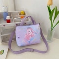Paarse canvas crossbodytas voor kinderen met zeemeerminprint en verstelbare riem - Zeemeermin Paars