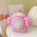 Mochila infantil degradado arcoíris con alas brillantes y detalles de perlas - Rosa Rojo