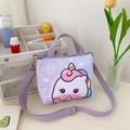 Sac bandoulière en toile violet clair pour filles avec imprimé licorne mignon - Poney Violet