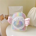 Sac à dos pailleté arc-en-ciel pour filles avec coquillage irisé et perles - Blanc