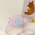 Bolso bandolera rosa con purpurina para niñas con concha holográfica y perlas - Rosa