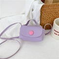 Mini purple girls' crossbody bag with pink round buckle and adjustable shoulder strap - Purple