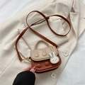 Cute beige and brown bunny print crossbody bag for girls with rabbit charm - Khaki