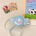 Light blue shell-shaped crossbody bag for girls with iridescent wings and pearls - Blue