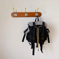Kids lightweight canvas backpack in black and grey colorway with yellow drawstrings - Black