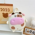 Mochila infantil de vaca para niña en blanco crema y rosa para jardín de infancia - Vaca Beige