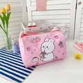 Pink cartoon rabbit cylindrical canvas shoulder bag for girls with strawberry patterns - Pink Rabbit