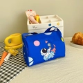 Blue canvas bunny pillow bag for girls featuring cute cartoon astronaut and space patterns - Royal Blue Sky