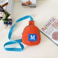 Sac de poitrine enfant en nylon orange avec sangle bleue et logo tendance - Orange
