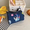 Cute dark blue astronaut canvas cylinder bag for kids with adjustable shoulder strap - Dark Blue Sky