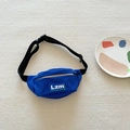 Blue mini nylon waist bag for kids featuring Lzm logo and adjustable strap - Blue