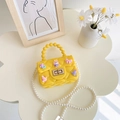 Gelbe Silikon-Gelee-Handtasche für Mädchen mit Cartoon-Anhängern und Perlen-Schultergurt - Gelb