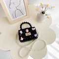 Mini borsa trapuntata nera in silicone per bambine con ciondoli 3D colorati - Nero