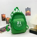 Zaino verde in tela per bambini con stampa a lettere e spalline bianche regolabili - Verde