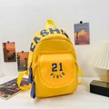 Zaino per l'asilo in tela giallo vivace con scritte blu per bambini e bambine - Giallo