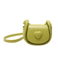 Avocado green heart-shaped crossbody bag with rounded top handle and adjustable strap - Green