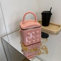 Pink jelly mini crossbody bag for girls with rivet design and gold chain strap - Pink
