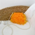 Lebhafte orangefarbene Rüschen-Minitasche für Mädchen mit langer Perlenkette - Orange