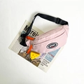 Pink canvas crossbody chest bag for kids with sport fashion label and orange zip puller - Pink