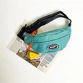 Teal canvas kids crossbody bag with orange zipper pull and Sport Fashion logo detail - Green