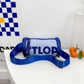 Borsa a tracolla cilindrica blu e bianca con stampa TLOP e tracolla regolabile - Blu