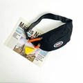 Sacoche croisée noire en toile pour enfant avec zip orange et logo Sport Fashion - Noir