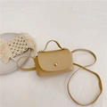 Mini Korean style khaki crossbody bag for girls with single top handle and gold clasp - Khaki