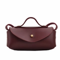 Mini sac bandoulière en cuir bordeaux pour enfants avec boucle en métal doré - Bordeaux Horizontal