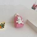 Zaino in tela rosa per bambine con coniglio di peluche 3D e manici superiori - Rosa