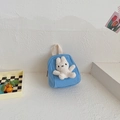 Zainetto azzurro in tela per bambini con decorazione a forma di coniglietto di peluche - Blu