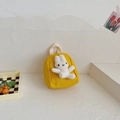 Zaino in tela giallo per bambini con peluche a forma di coniglio e manico superiore - Giallo